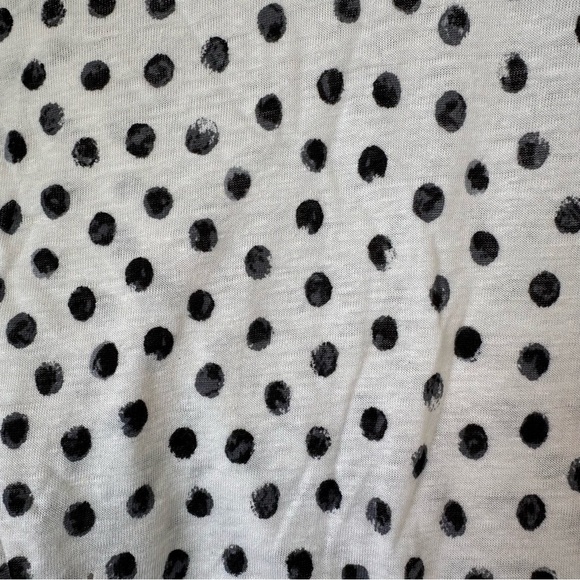 Who What Wear Cream and Black Polka Dot Linen Blend Short Sleeve Shirt Sz L - Picture 7 of 9